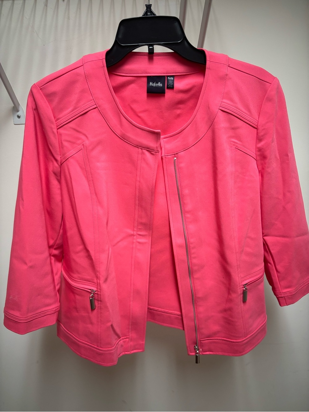 Rafaella Bright Pink Zip-Front Women's Blazer Jacket